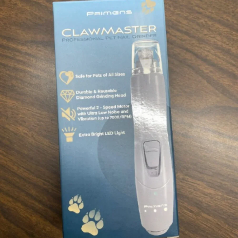 NEW Primens Clawmaster Professional Pet Nail Grinder Rechargeable w LED Light
